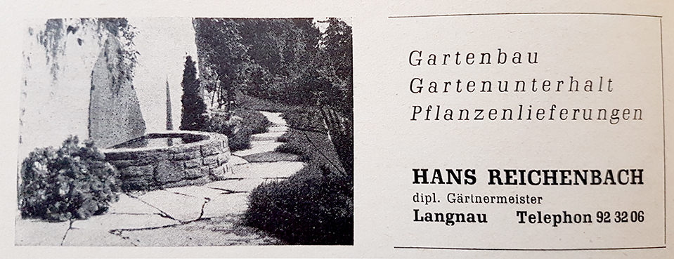 Firmengeschichte: Beleg eines Inserats von Hans Reichenbach in der Langnauerpost